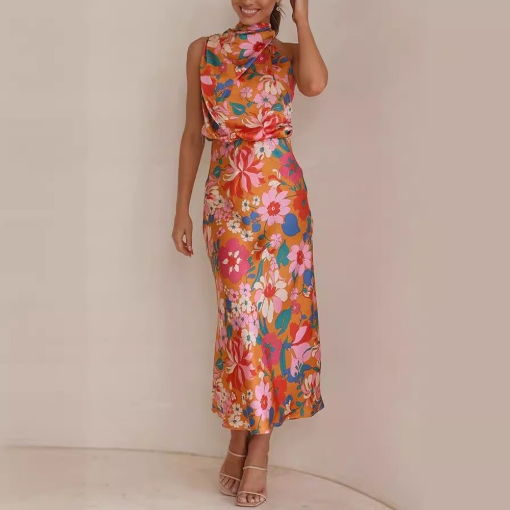 Zimmermann Sleeveless Floral Maxi Dress in Orange